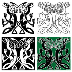 Tribal dragons ornament with celtic knot pattern N2