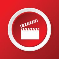 Clapperboard icon on red