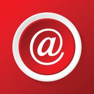 At sign icon on red