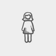 Woman standing sketch icon