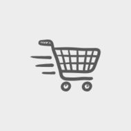 Fast delivery shopping sketch icon