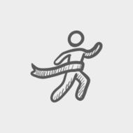 Winner crossed the finish line sketch icon