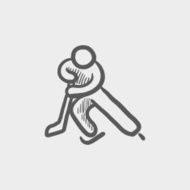 Hockey player sketch icon