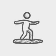 Wakeboarding sketch icon