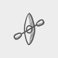 Kayak with paddle sketch icon