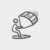 Kite surfing sketch icon