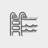Swimming pool ladder sketch icon