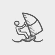 Wind surfing sketch icon