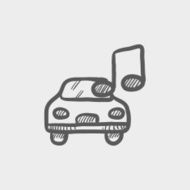 Car with music sketch icon