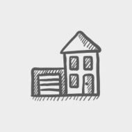 House with garage sketch icon
