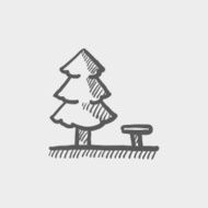 Pine tree sketch icon