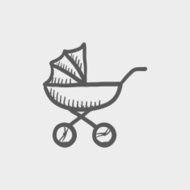 Baby stroller sketch icon