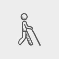 Man with stick sketch icon