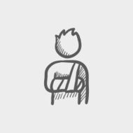 Injured man with bandages sketch icon