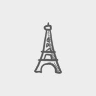 Paris tower sketch icon