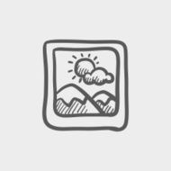 Picture with frame sketch icon