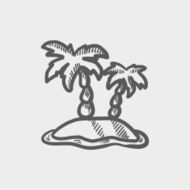Two plam trees sketch icon