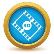 Gold 3d film icon