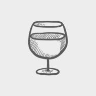 Glass of wine sketch icon