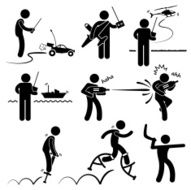 People Playing Remote Outdoor Toys Pictogram N2