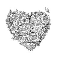 Ornate floral heart for your design N2