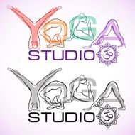 Creative logo of yoga studio with womens silhouettes
