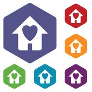 Love house rhombus icons