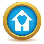 Gold love house icon