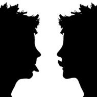 Vector silhouette profile of a woman&#039;s face