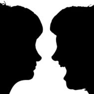 Vector silhouette profile of a woman&#039;s face N4