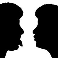 Vector silhouette profile of a woman&#039;s face N5