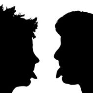 Vector silhouette profile of a woman&#039;s face N7