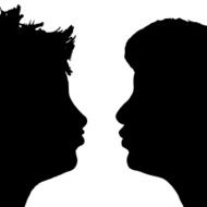 Vector silhouette profile of a woman&#039;s face N8