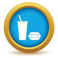 Gold burger with a drink icon