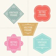 Vintage frames in Red Gold Turquoise Pink and Grey
