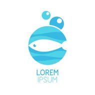 Fish in water silhouette symbol logo design