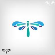 Dragonfly silhouette on light background