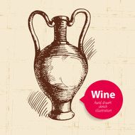 Wine vintage background with banner Hand drawn sketch illustrat