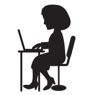 Woman with laptop silhouette vector illustration