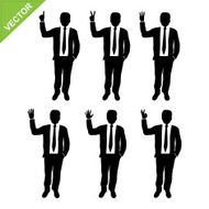 Business man silhouettes vector counting numbers