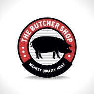 Butcher shop sign with silhouette of pig