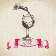 Wine vintage background Hand drawn sketch illustration N5