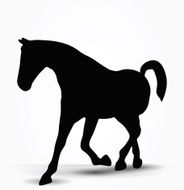 horse silhouette in prancing walk pose N4