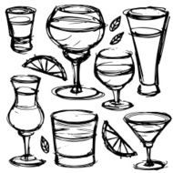 Hand drawn cocktails set N3