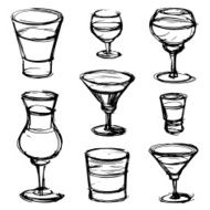 Hand drawn cocktails set N4