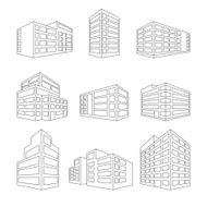 Dimensional building as a design web icons - Linesymbol