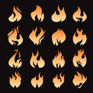 set of color fire icon