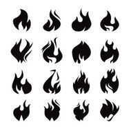 set of black fire icon