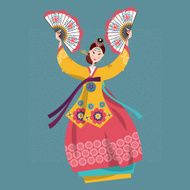 Woman performing traditional Korean fan dance tradition