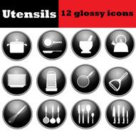 Set kitchen utensil glossy iconsSet icons N2